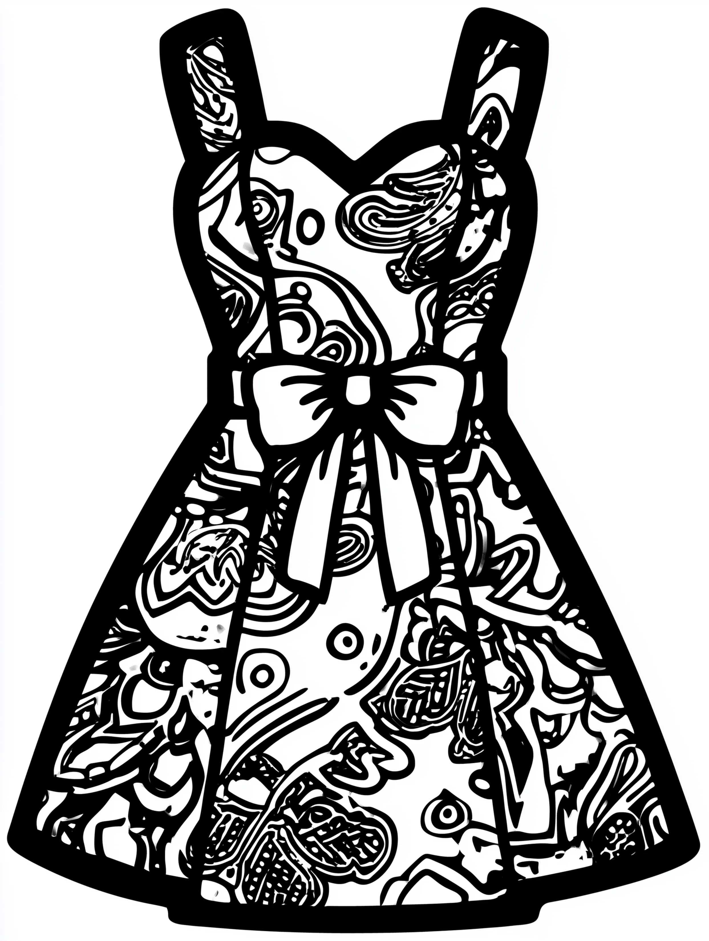 Free printable dress coloring page for adults featuring a sleeveless short dress